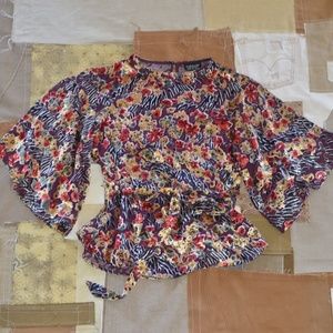 TOPSHOP Velvet Burnout Floral Top